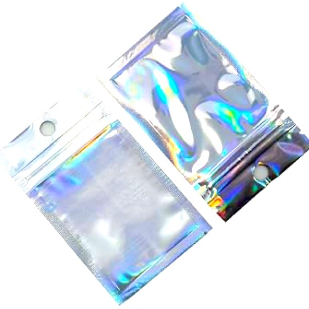 5pc holographic back Clear Mylar Bag Size 1.9x2.5 inch